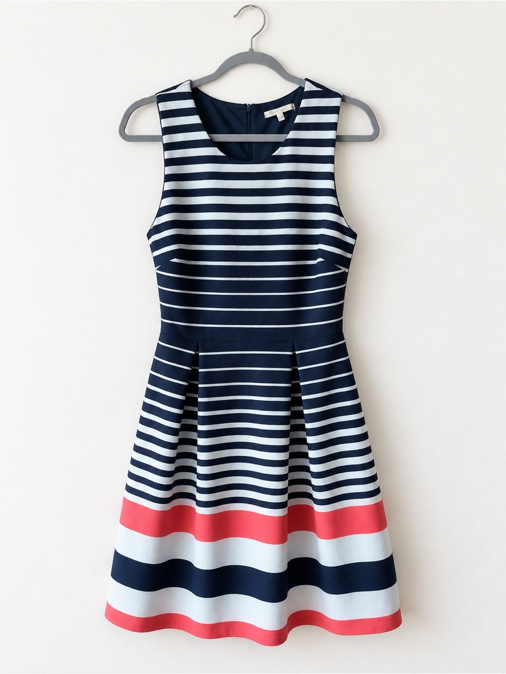41 Hawthorn Black White Coral Stripe Fit n Flare Sara Dress M EUC #832